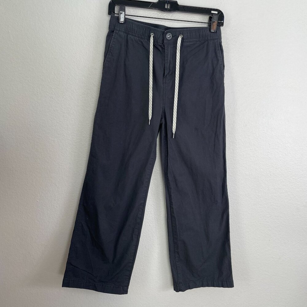 Vuori Womens Small Gray Ripstop Pant Drawstring Organic‎ Cotton Elastane Crop